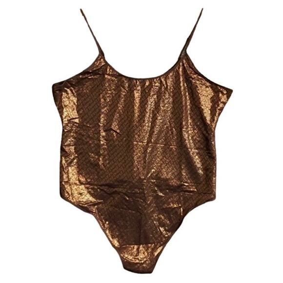 SKIMS Logo Mesh Foil Cami Bodysuit in Coffee Size 4X BS-BDY-2336 NWT - Picture 5 of 7